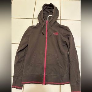 Women’s medium gray and pink the north face zip up hoodie